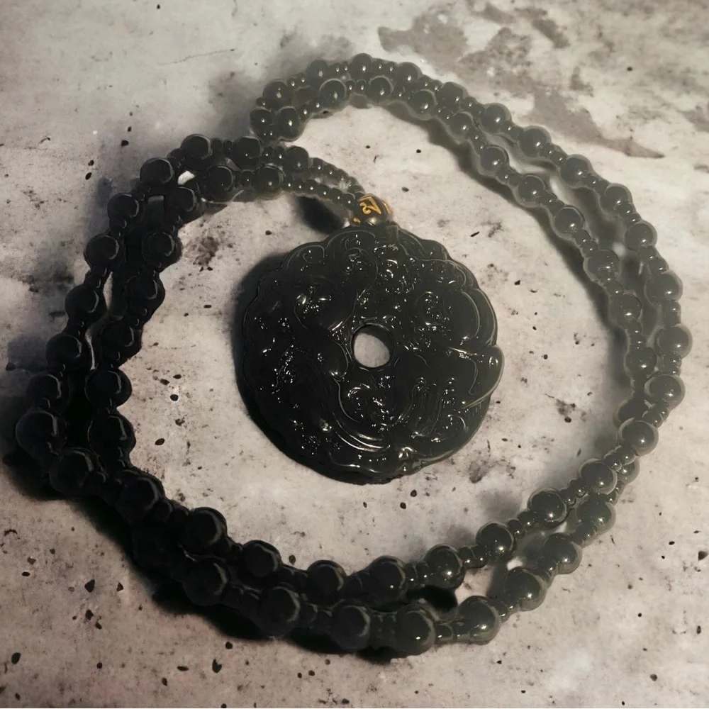 Black Dragon Pendant Necklace, Unisex - Picture 4 of 6